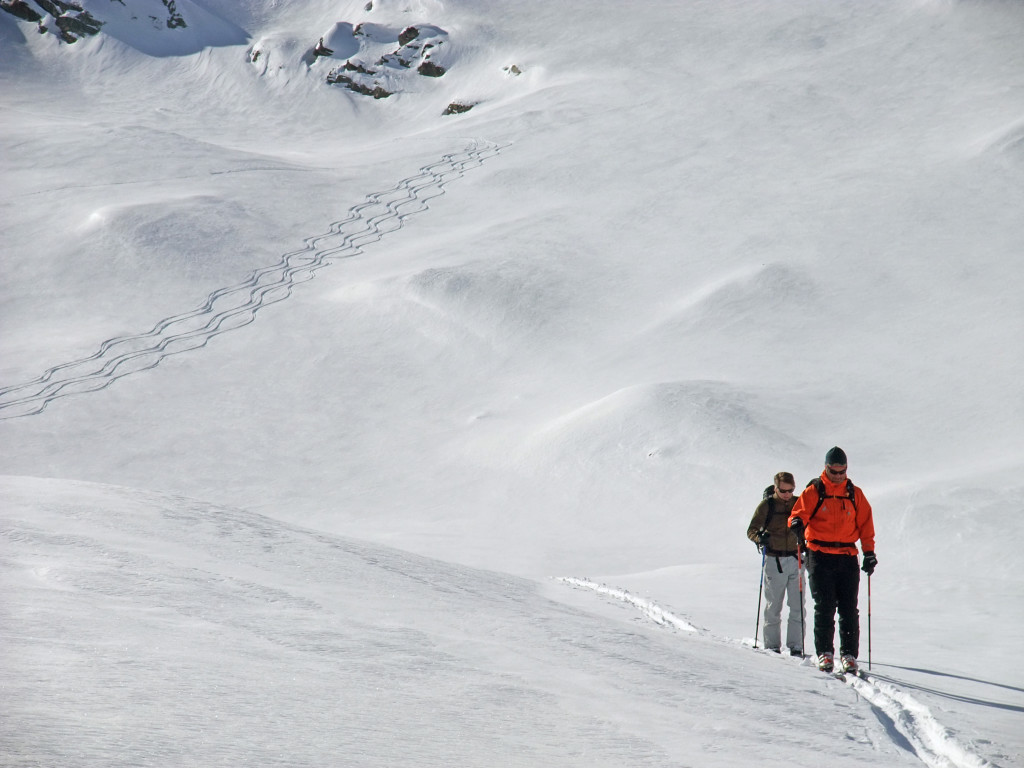 Roskho and Lefkoff ski touring about Saas Fe