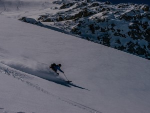 Bill Allen skis the Tszil Glacier