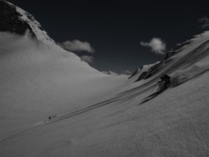 Chris Marshall skis the Tzsil Glacier