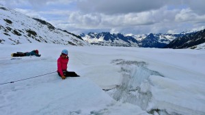 Crevasse Rescue training with Norie Kizaki on the Argentiere Glacier