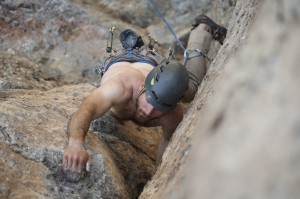 Brandon Seymour climbing at Lover's Leap. Photo by Kerr Adams