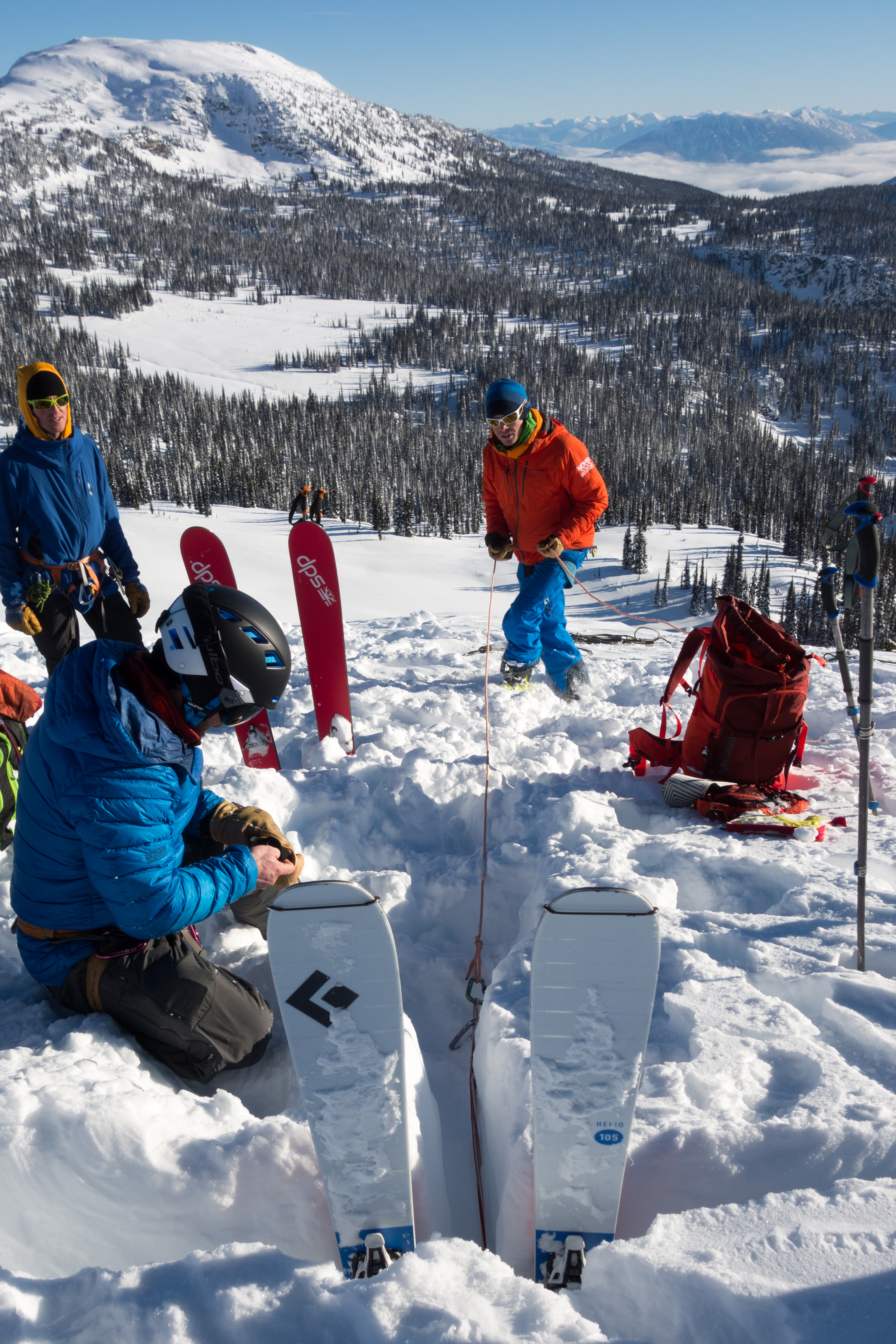 Testing snow anchors with AMGA instructor Jeff Ward.